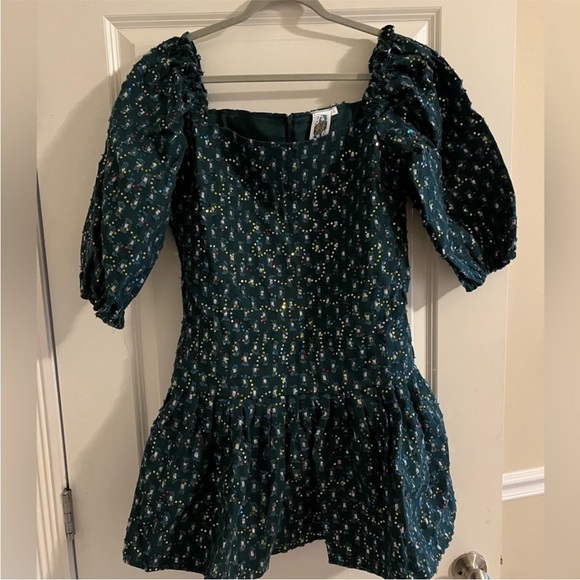 Queen of Sparkles Dark Green Denim Drop Waist Sequin Dress Size Large - Picture 5 of 16